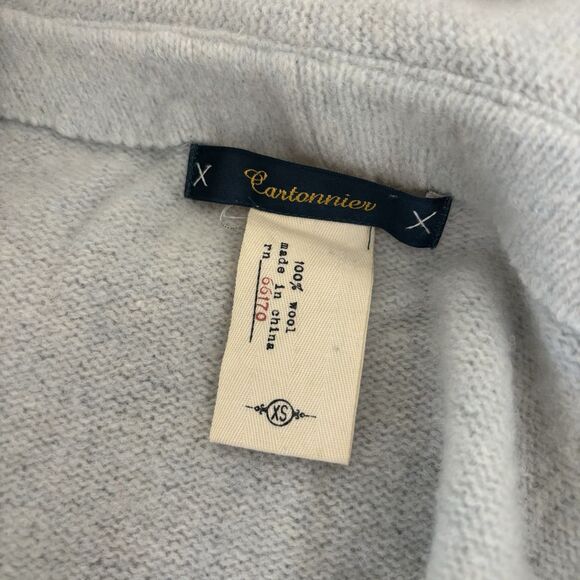 Anthropologie Cartonnier Light Blue Boiled Wool Ruffled Collared Cardigan XS - Picture 6 of 7